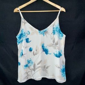 White House Black Market REVERSABLE Floral Spaghetti Straps Blouse